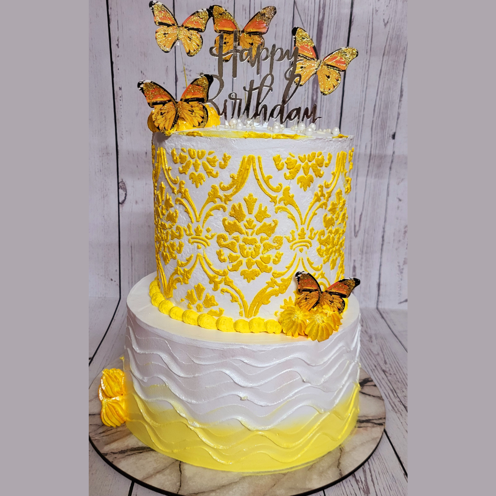 Two Tier Cake With Butterfly