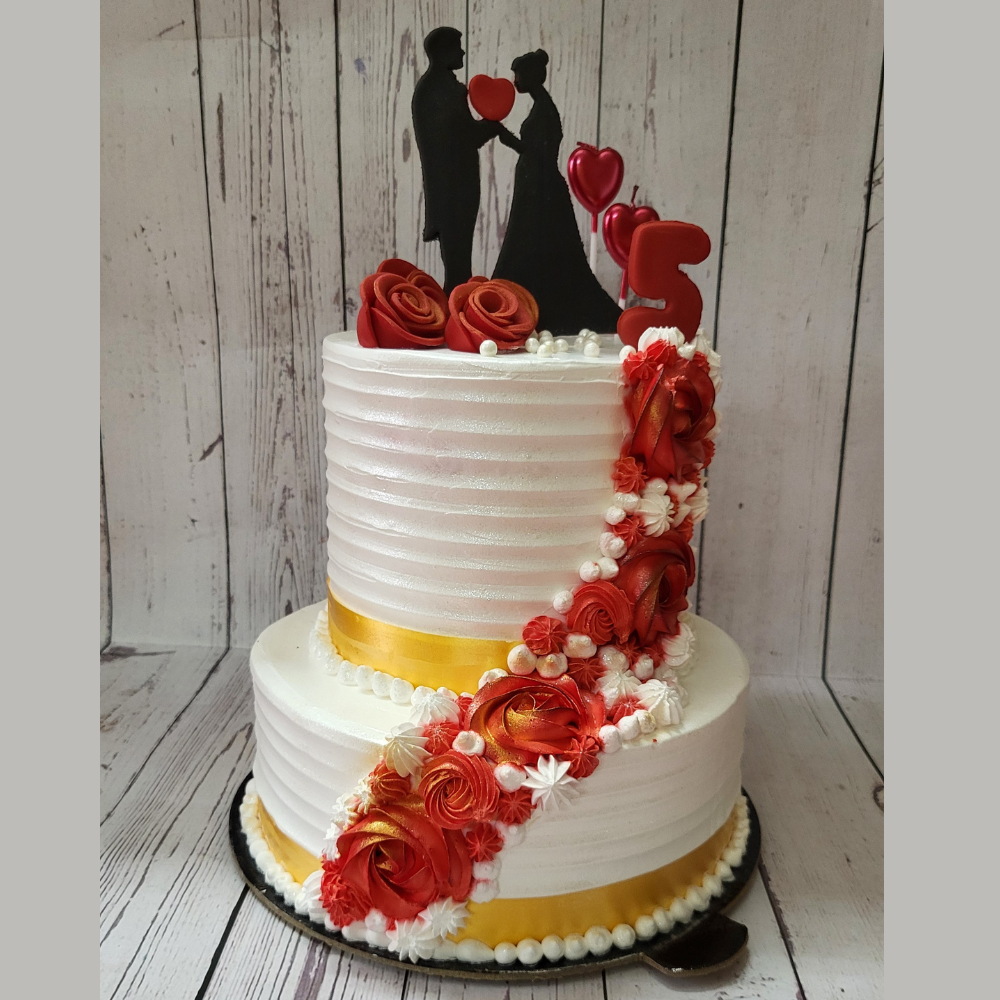 Two Tier Wedding Anniversary Cake Design​